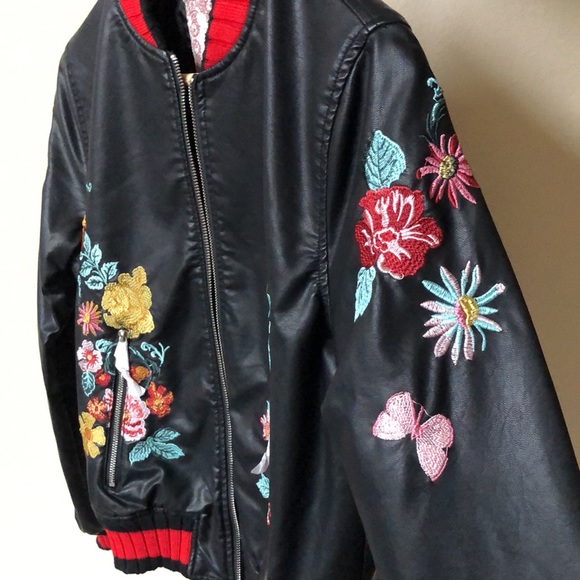 Never Worn Embroidered Leather Jacket - Picture 4 of 7